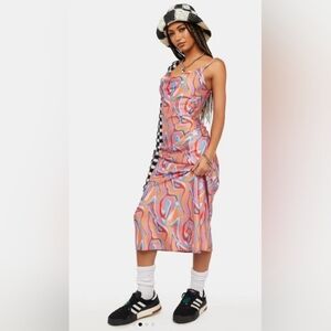 NWOT Another Girl Swirl Print Bias Cut Midi Slip Dress Size 6 P2P 20